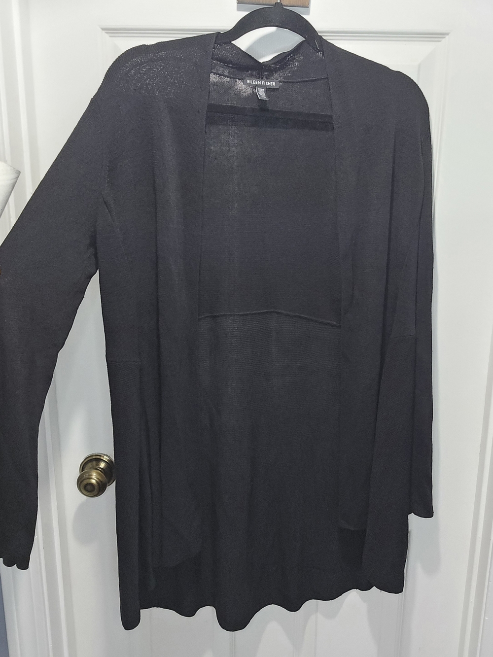 Eileen Fisher Black Lightweight Open-Front Cardigan